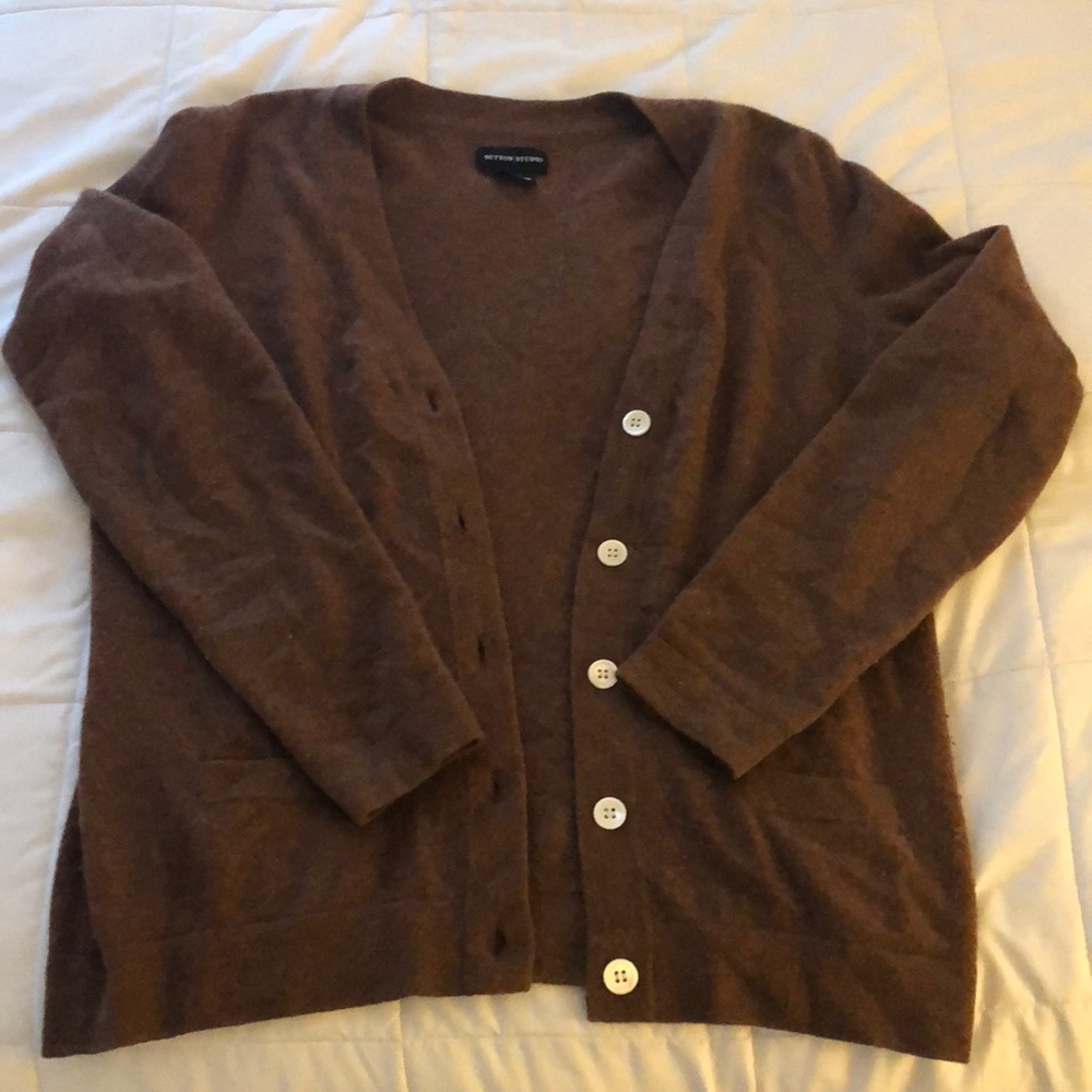 Cashmere cardigan, classic brown
